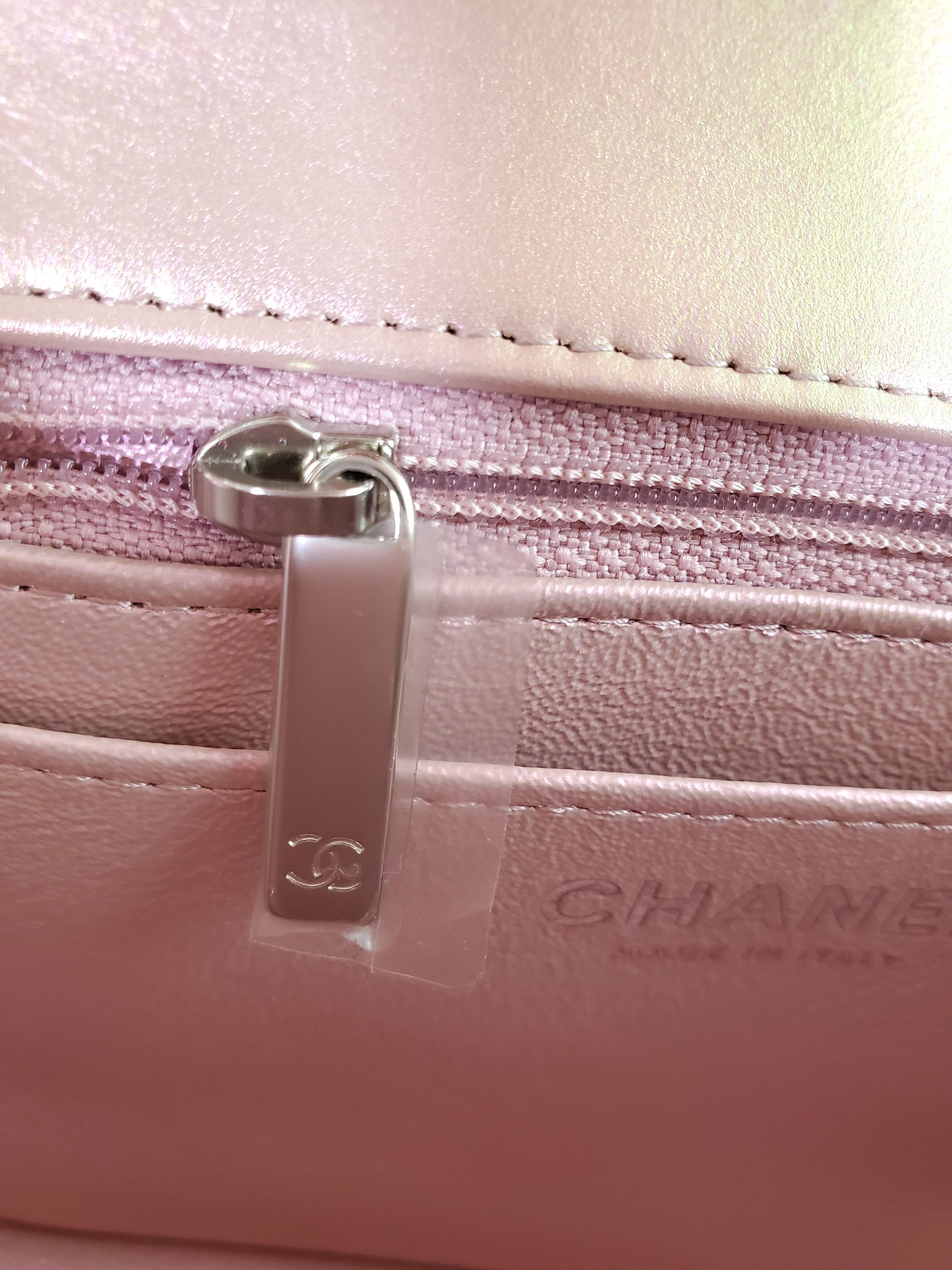 New CHANEL Square Mini 2021 Iridescent Pink Calfskin Leather Bag