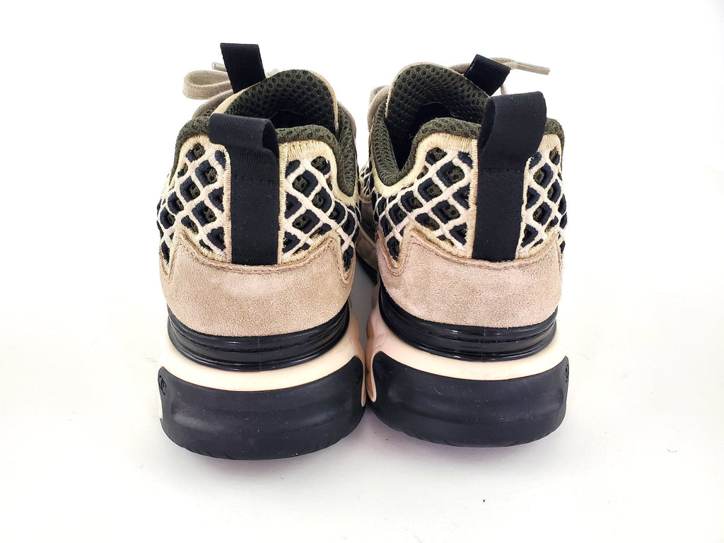 CHANEL 2021 Beige Suede Perforated Logo Sneakers 37.5