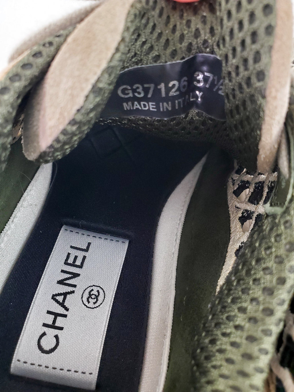 CHANEL 2021 Beige Suede Perforated Logo Sneakers 37.5