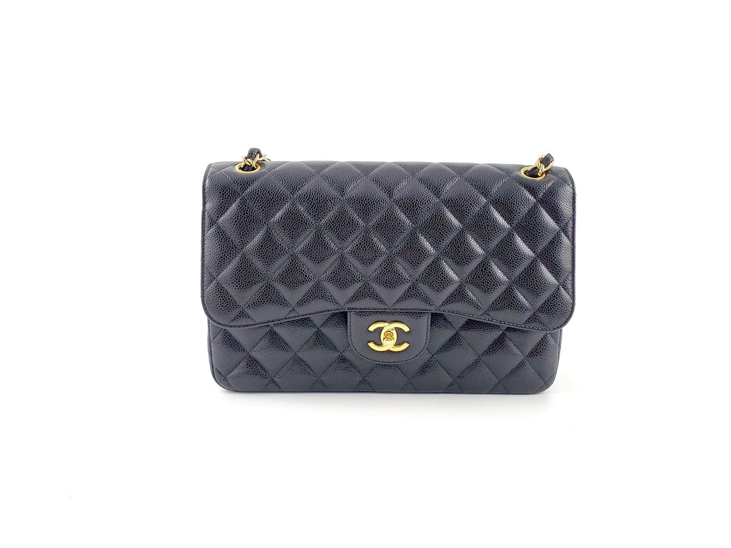 CHANEL Black Caviar Jumbo Classic Double Flap Bag