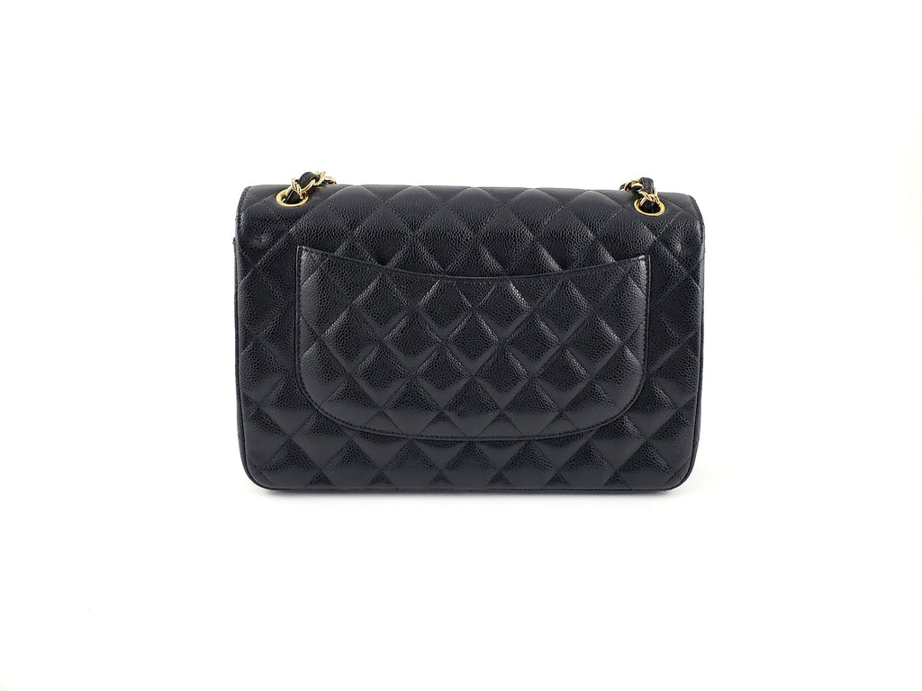 CHANEL Black Caviar Jumbo Classic Double Flap Bag