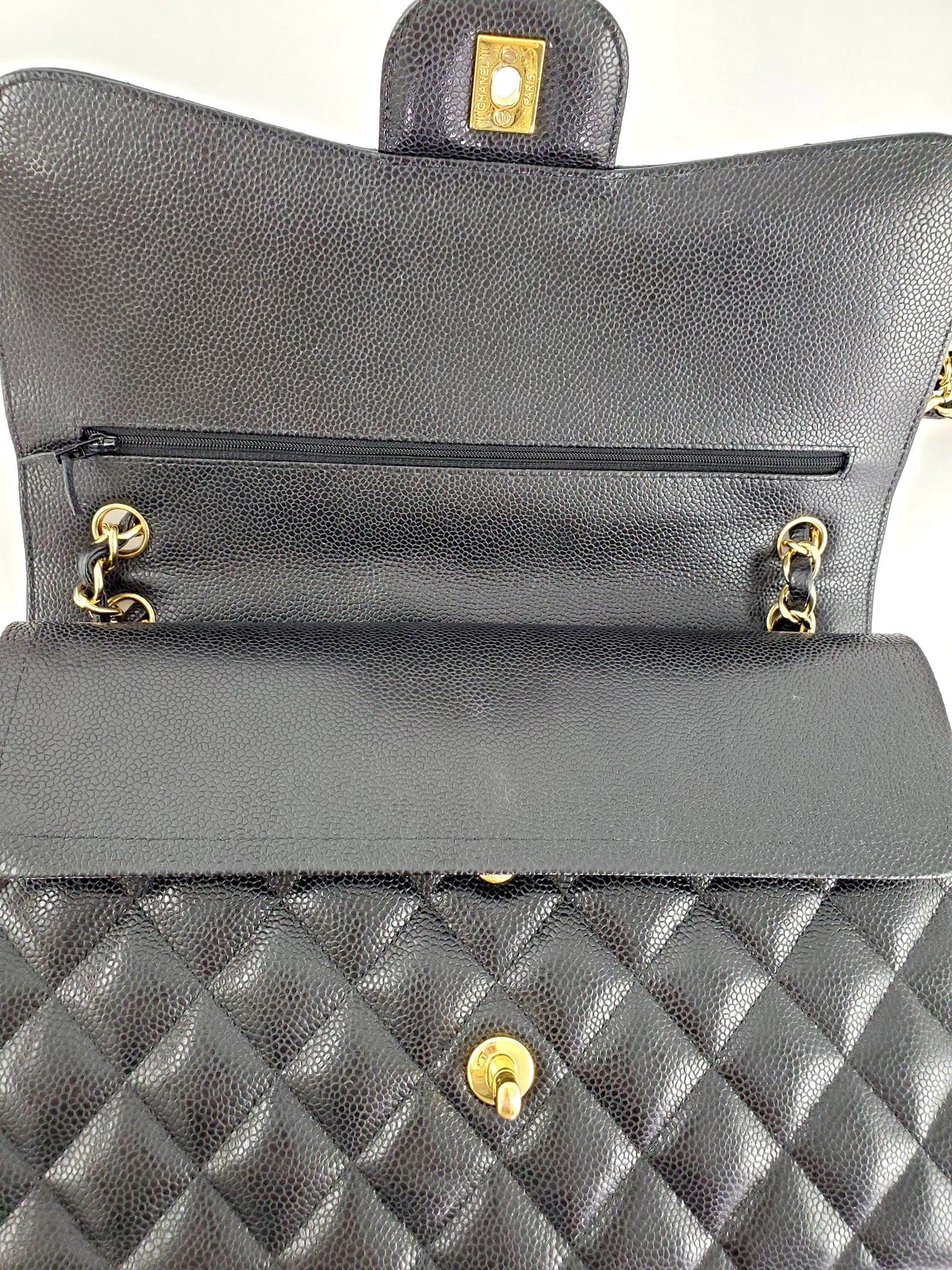 CHANEL Black Caviar Jumbo Classic Double Flap Bag