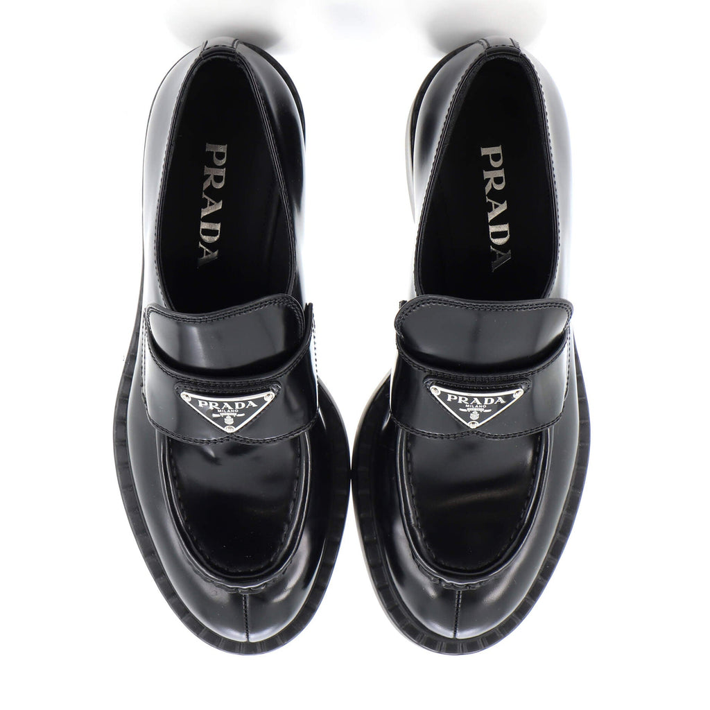 Women's Triangle Logo Loafers Spazzolato Leather