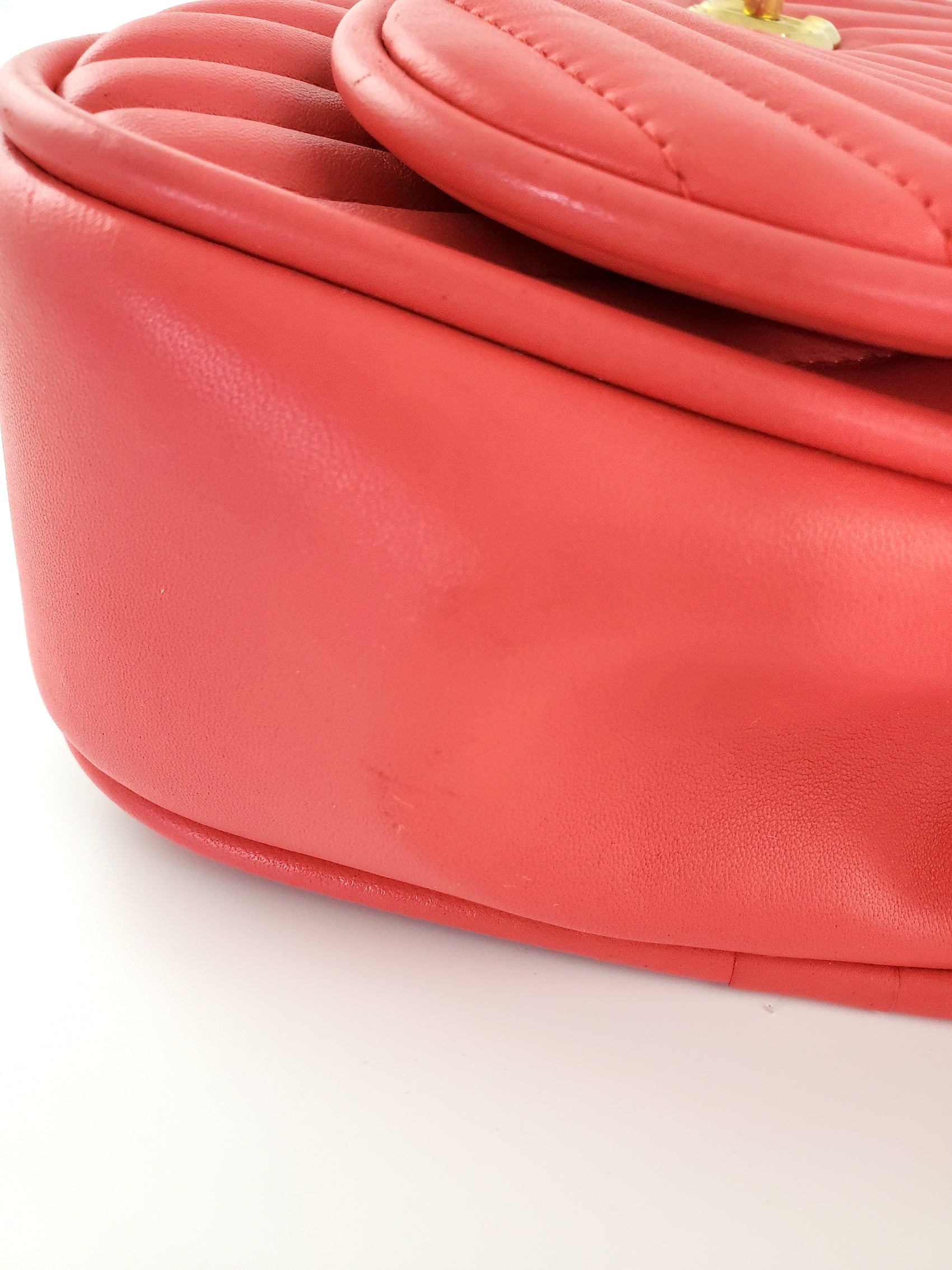 Chanel Red Reverse Chevron Quilted Round Top Handle Flap Bag