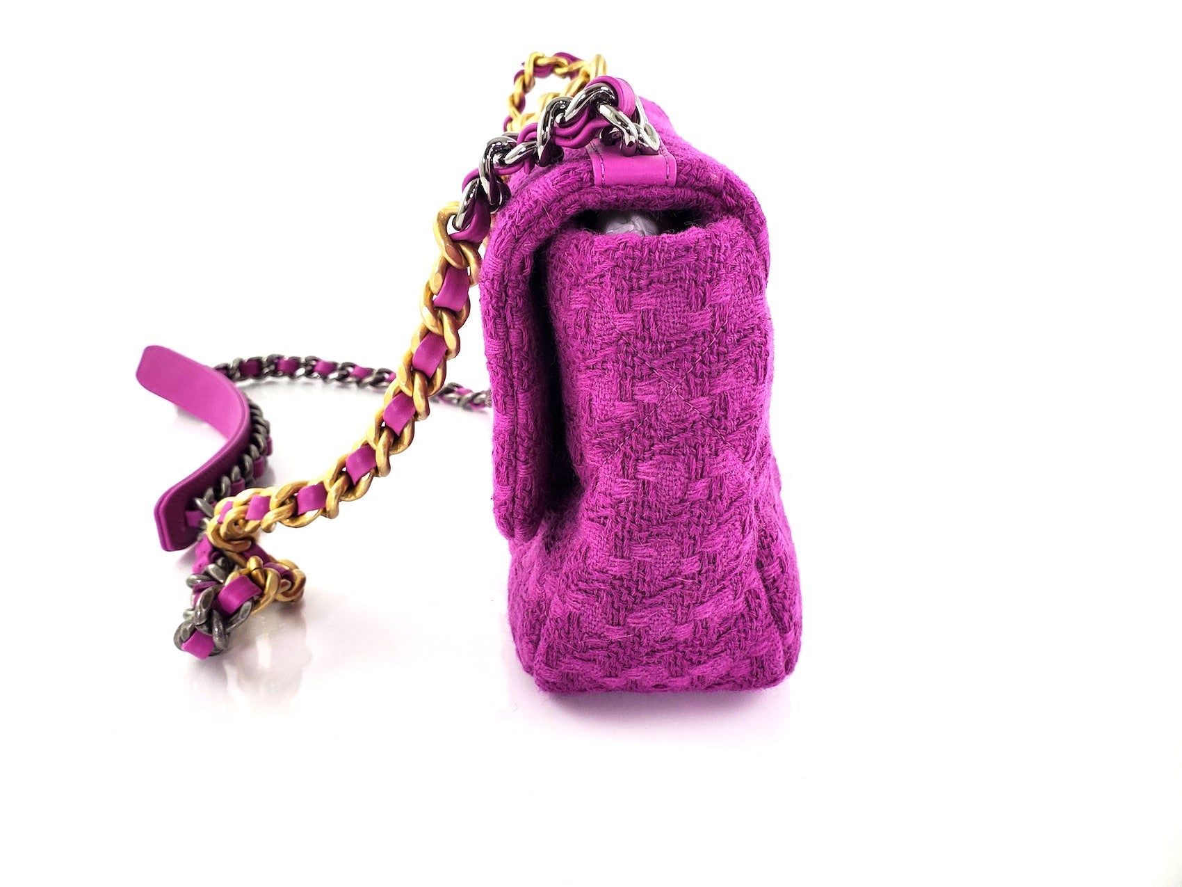 CHANEL 19 Small Tweed Magenta Pink Bag