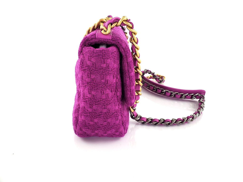 CHANEL 19 Small Tweed Magenta Pink Bag
