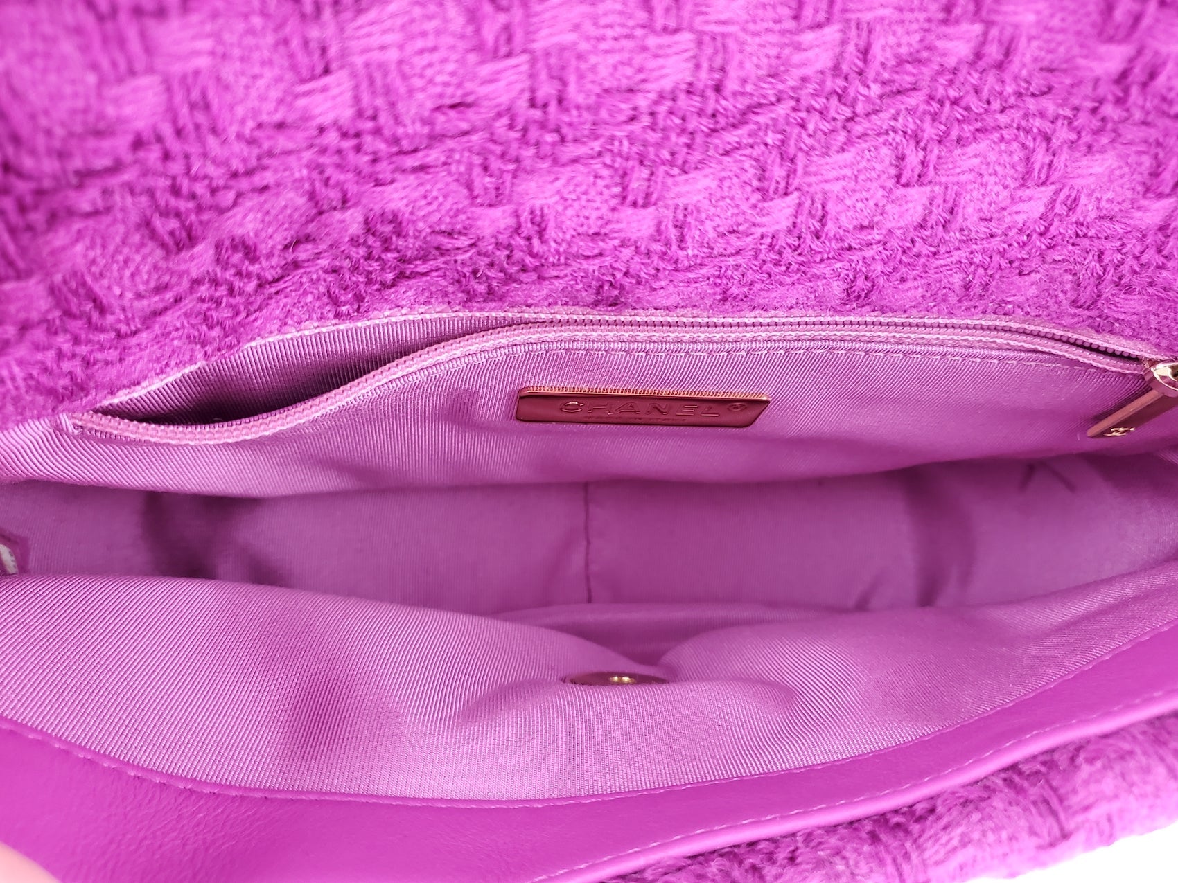 CHANEL 19 Small Tweed Magenta Pink Bag