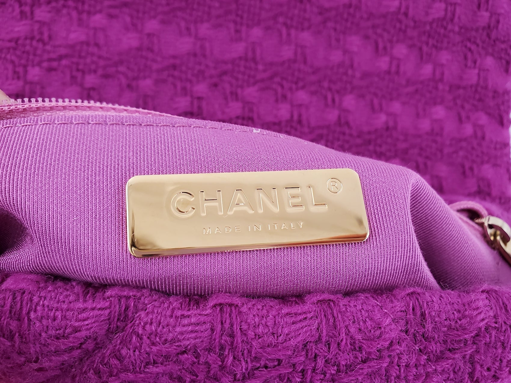 CHANEL 19 Small Tweed Magenta Pink Bag