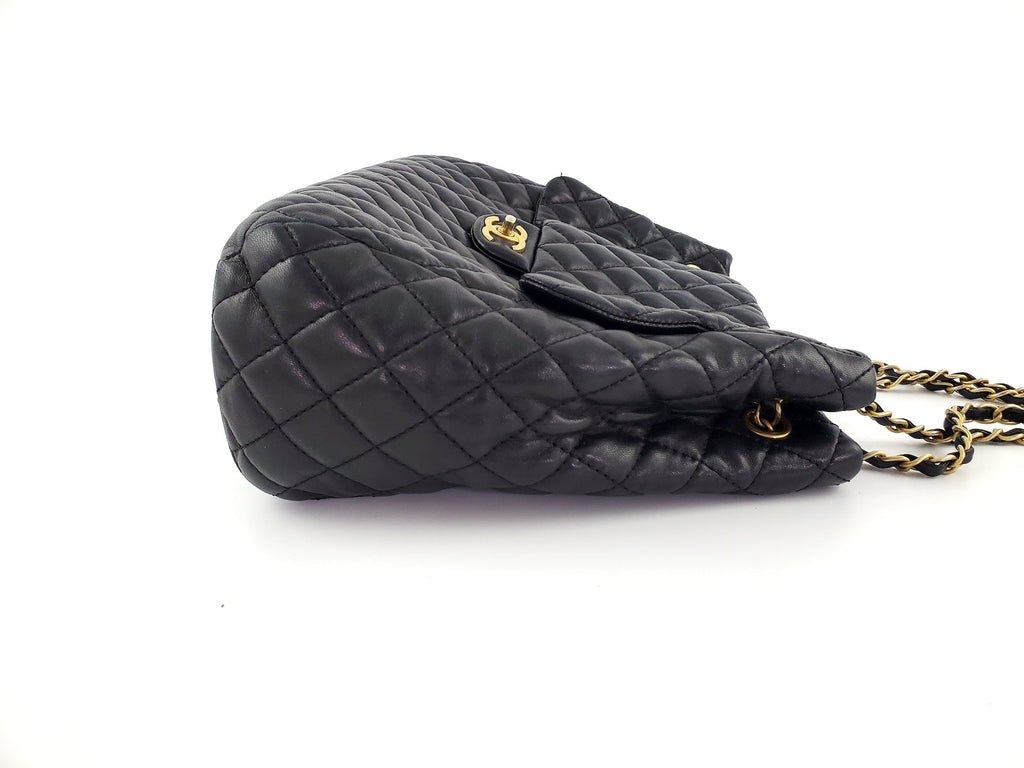 CHANEL Black Large Fluffy CC Shopping Leather Tote Bag