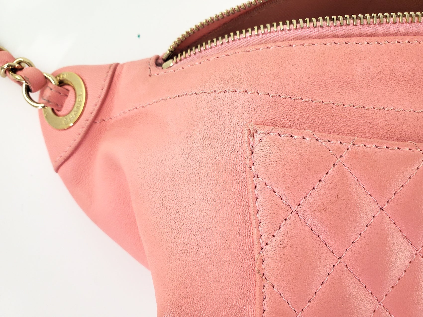 CHANEL Pink Leather CC Quilted Bi Waist  Bag