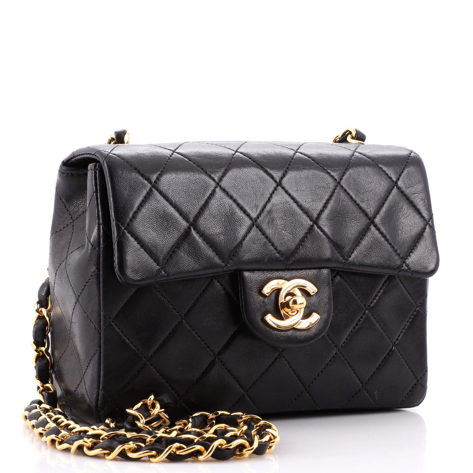 Vintage Square Classic Single Flap Bag Quilted Lambskin Mini