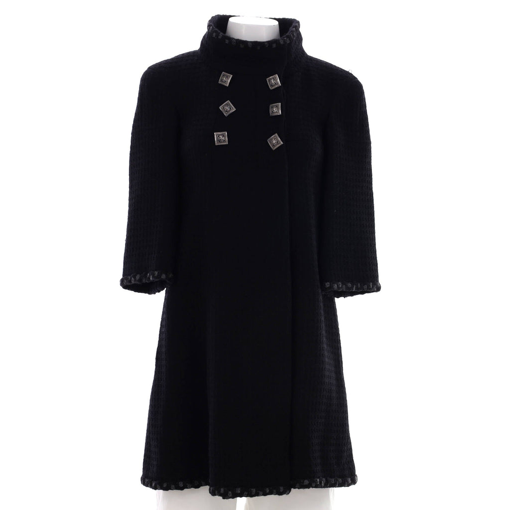Women's Stand Collar Cropped Sleeve Jacket Wool