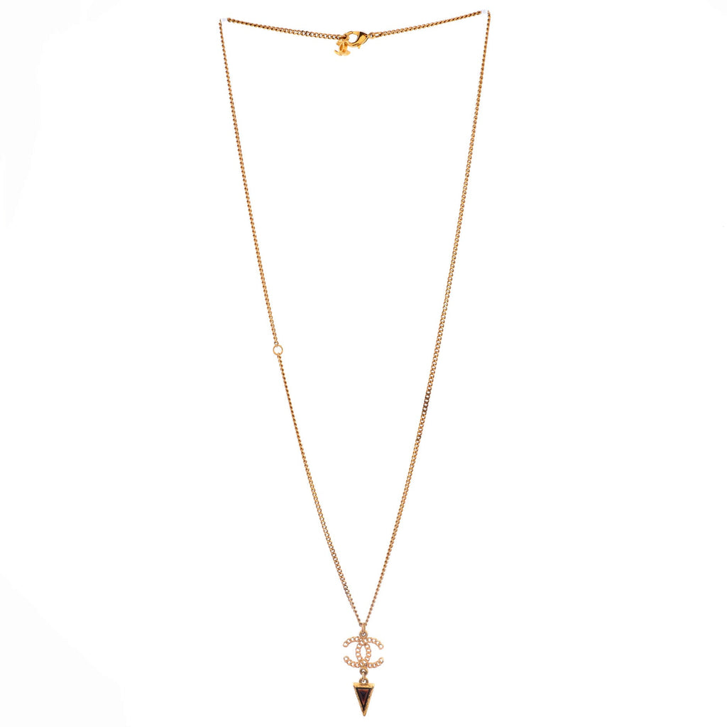 CC Geometric Chain Necklace Metal with Cabochons