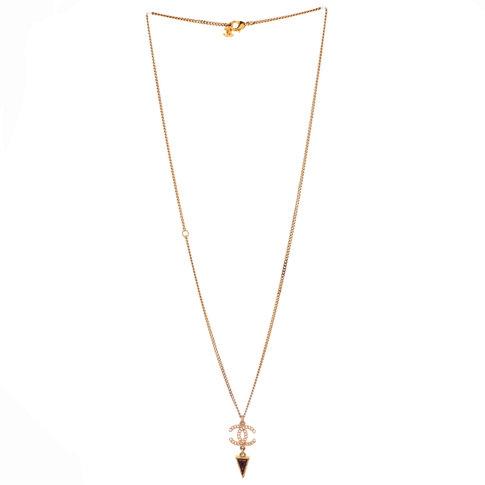 CC Geometric Chain Necklace Metal with Cabochons