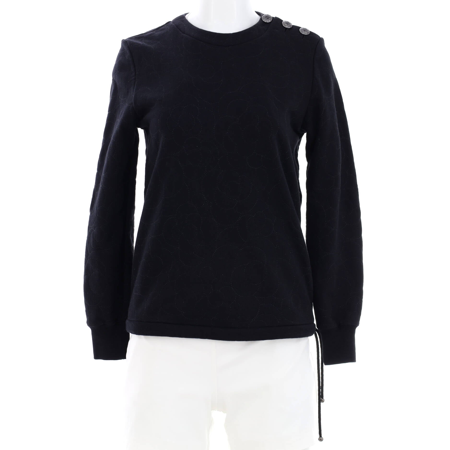 Women's Camellia Drawstring Sweatshirt Embroidered Cotton