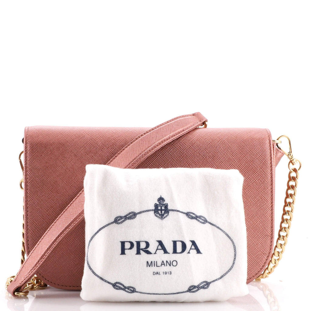 Convertible Flap Clutch Saffiano Leather Small