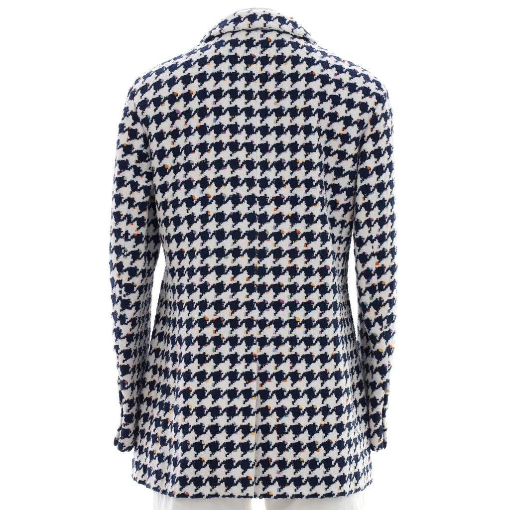 Women's Button Up Blazer Houndstooth Tweed