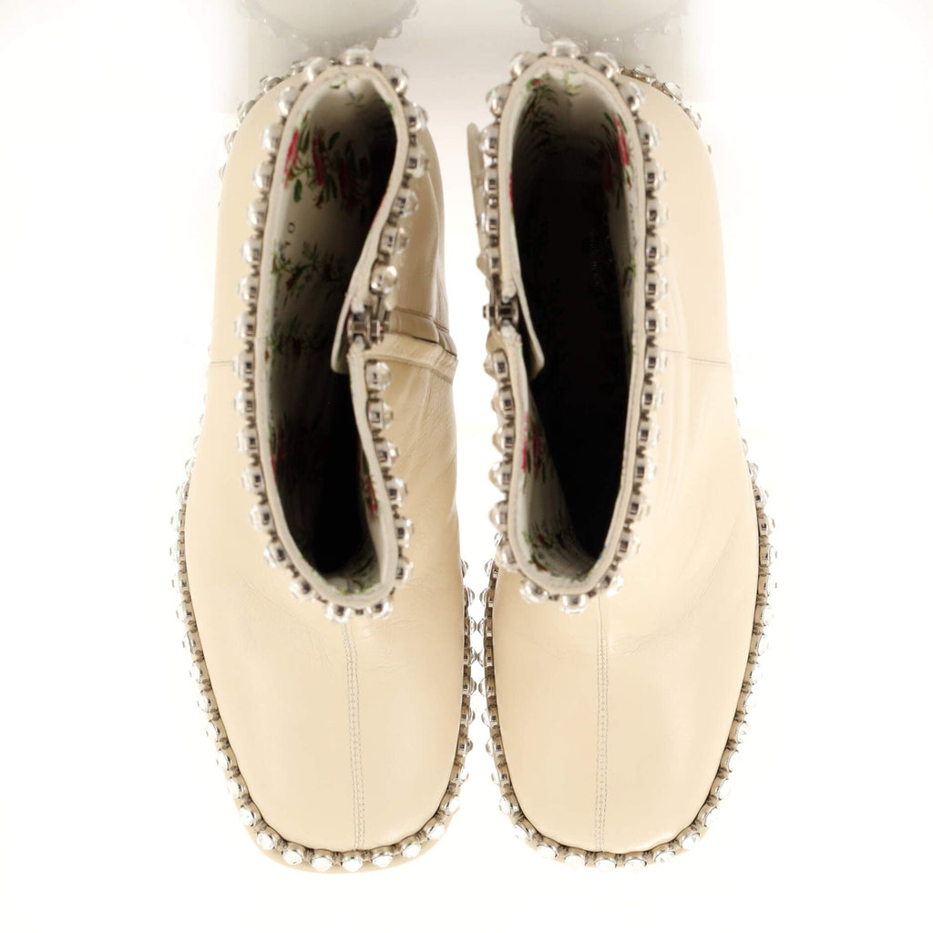 Women's Olympia Heeled Ankle Boots Leather with Crystals