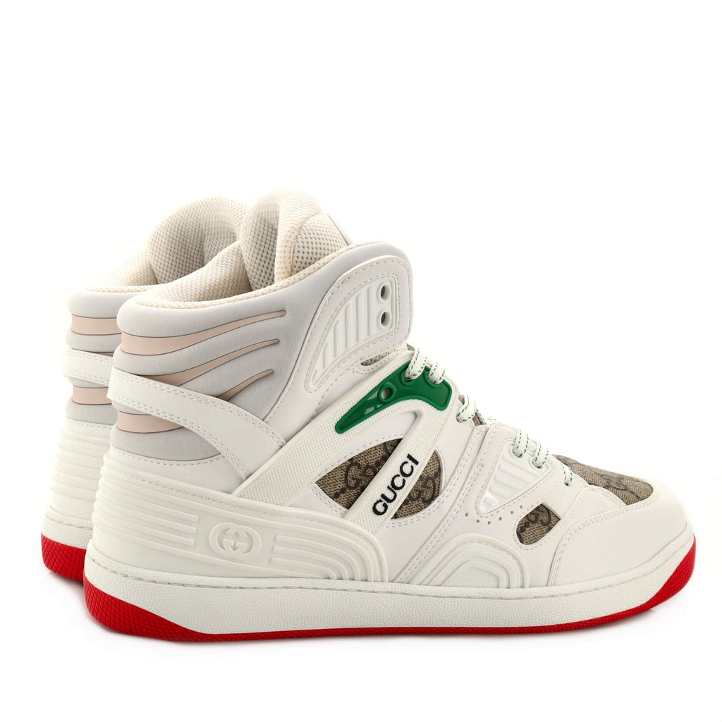 Men's Gucci Basket High-Top Sneakers GG Coated Canvas and Demetra