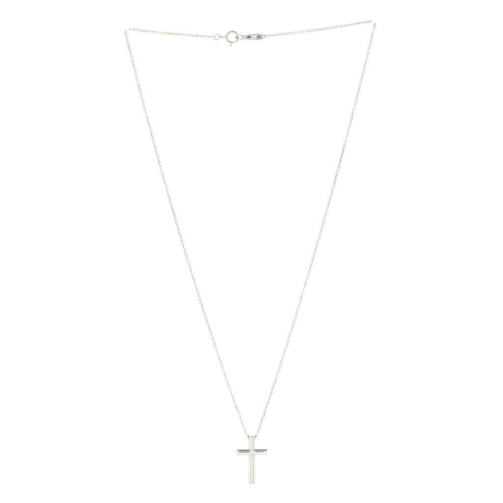 Cross Pendant Necklace 18K White Gold with Diamond