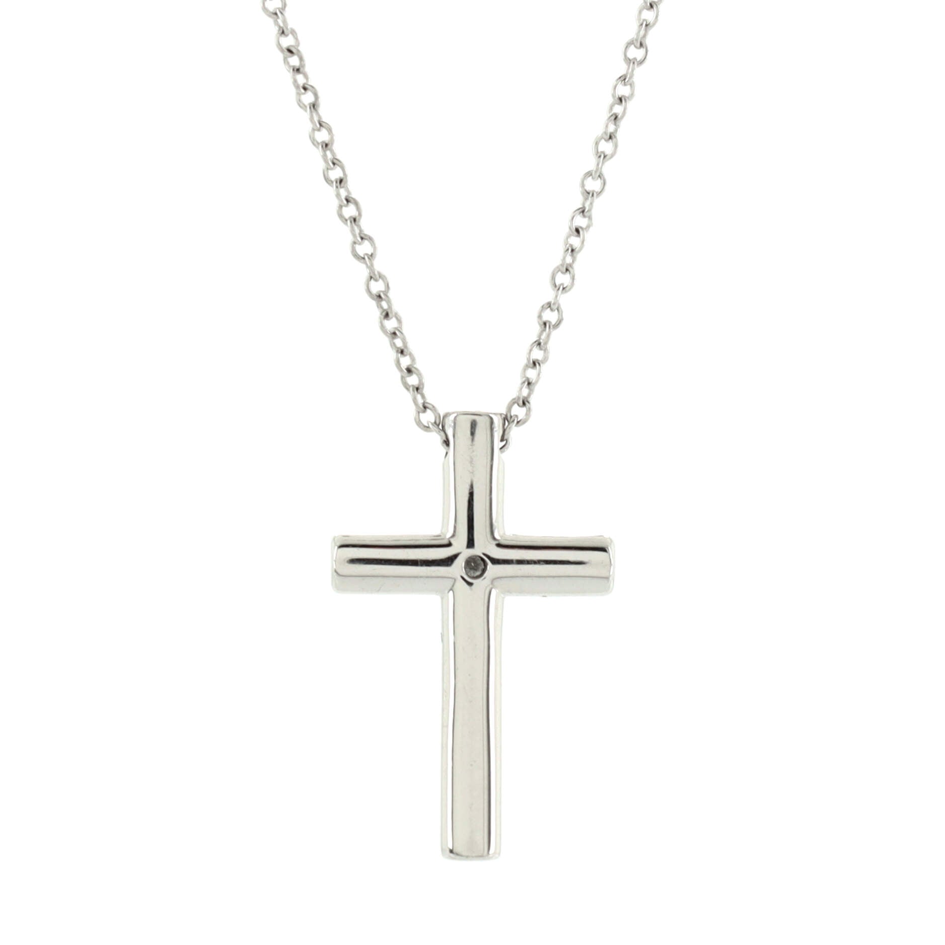 Cross Pendant Necklace 18K White Gold with Diamond