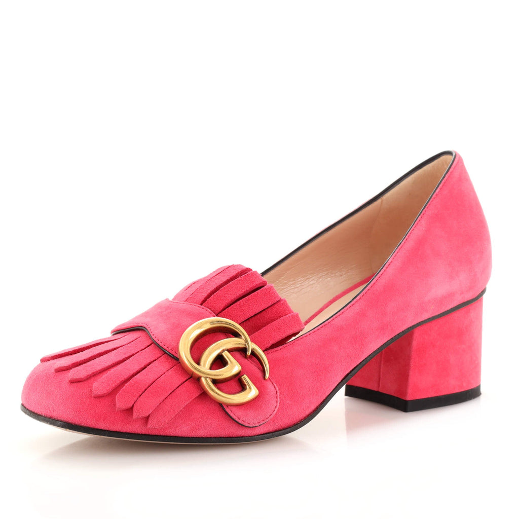 Women's GG Marmont Fringed Pumps Suede