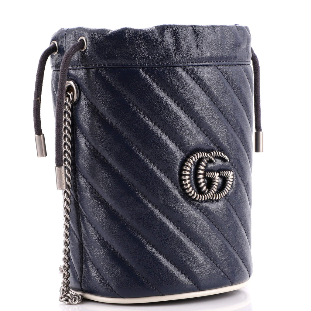 GG Marmont Bucket Bag Diagonal Quilted Leather Mini