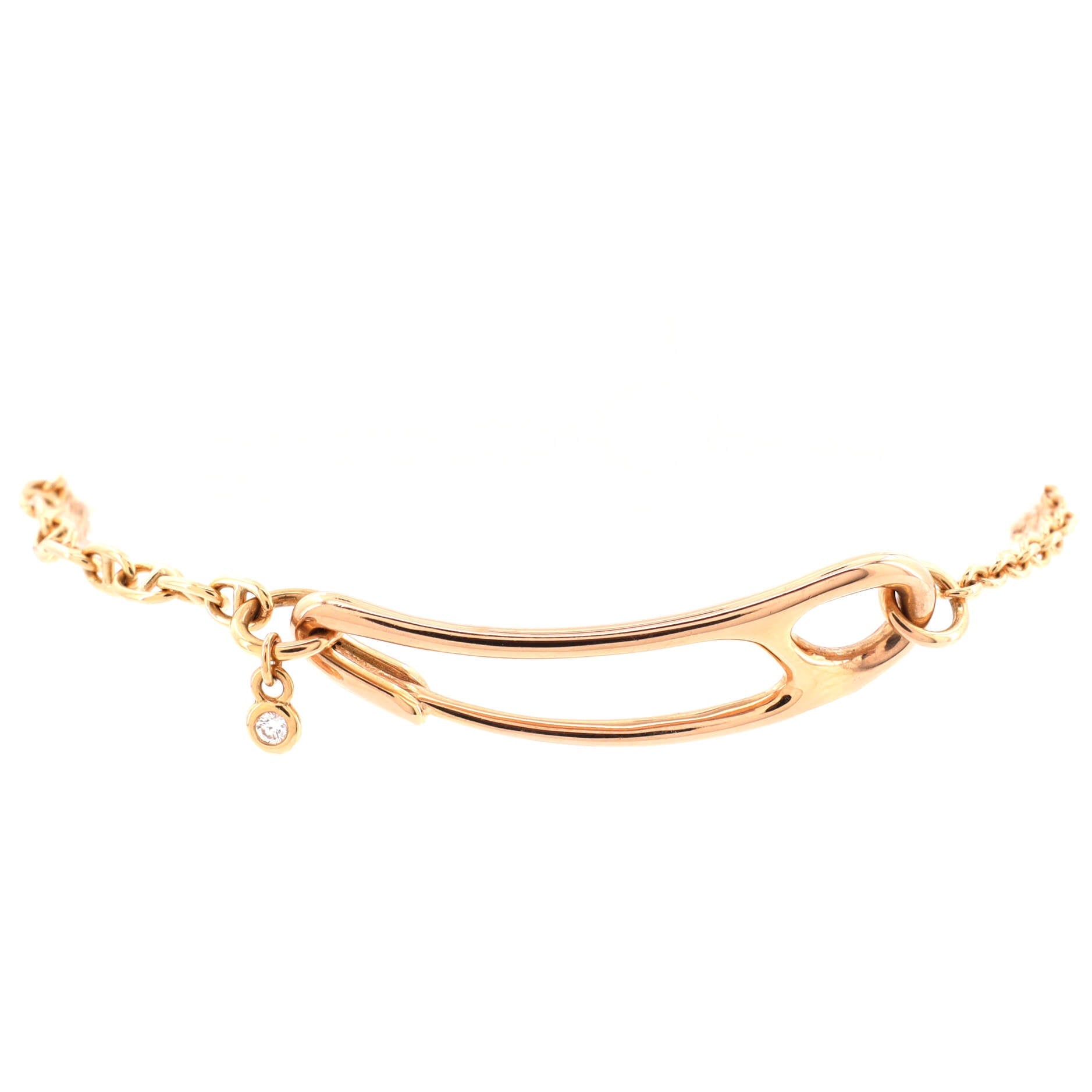 Chaine d'Ancre Punk Bracelet Necklace 18K Rose Gold and Diamond