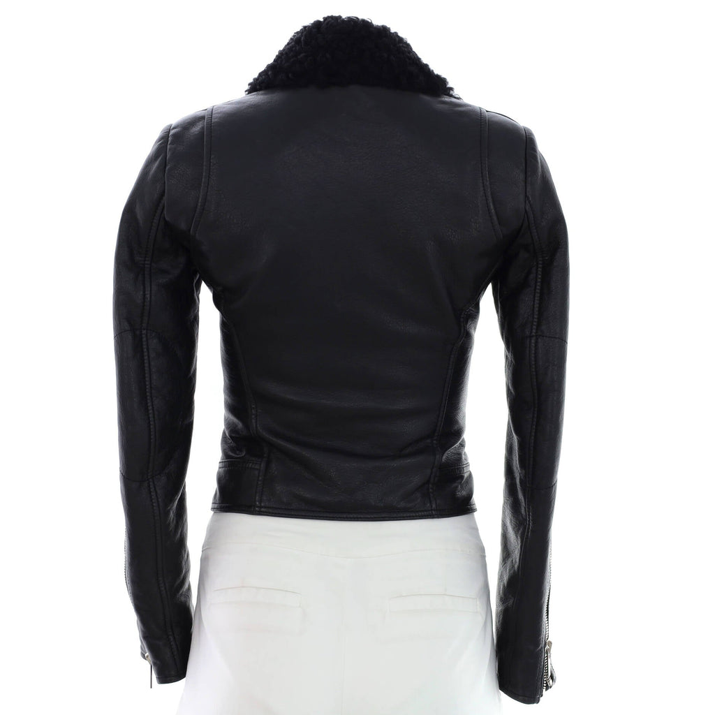 Women's Biker Jacket Leather with Shearling