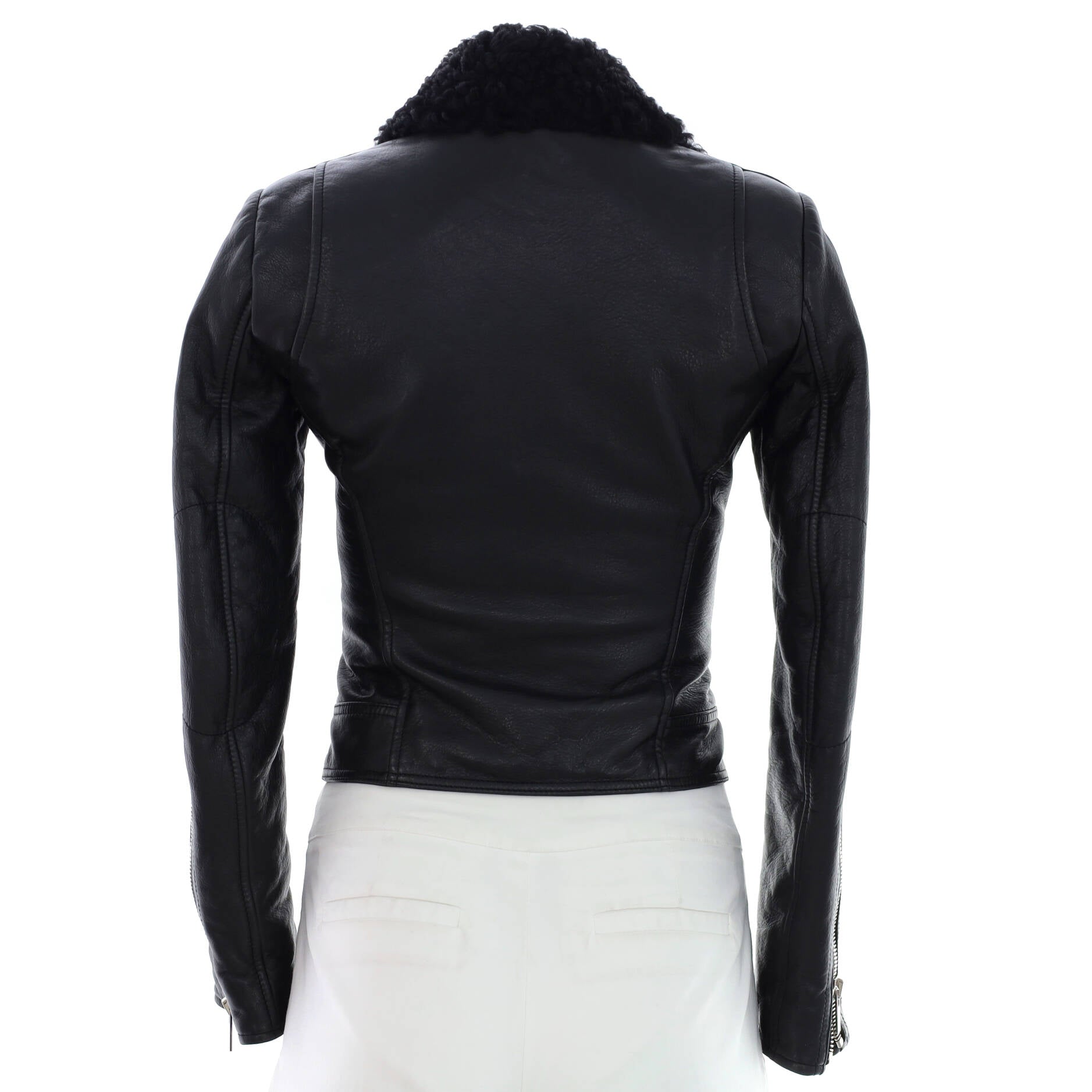Women's Biker Jacket Leather with Shearling