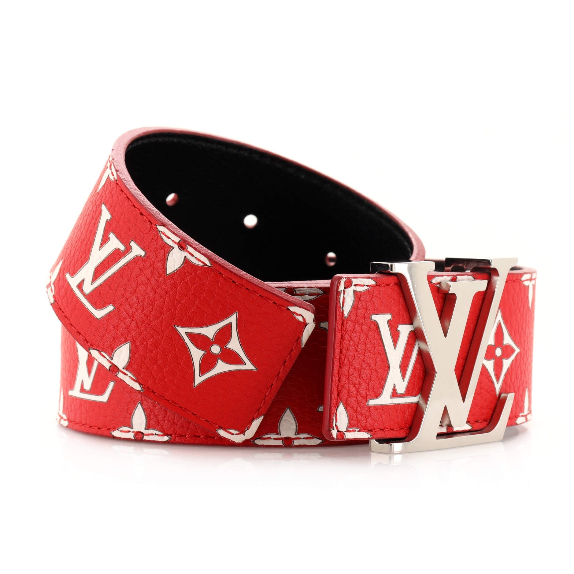 LV Initiales Belt Limited Edition Supreme Monogram Leather Wide 90