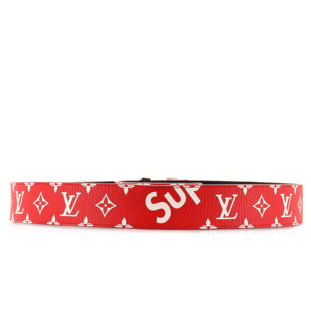LV Initiales Belt Limited Edition Supreme Monogram Leather Wide 90