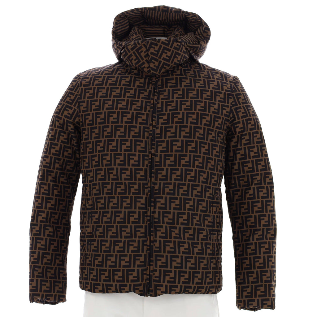 Men's Reversible Puffer Jacket Zucca and Pequin Polyester with Down