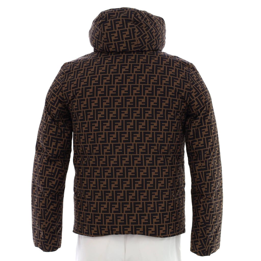 Men's Reversible Puffer Jacket Zucca and Pequin Polyester with Down