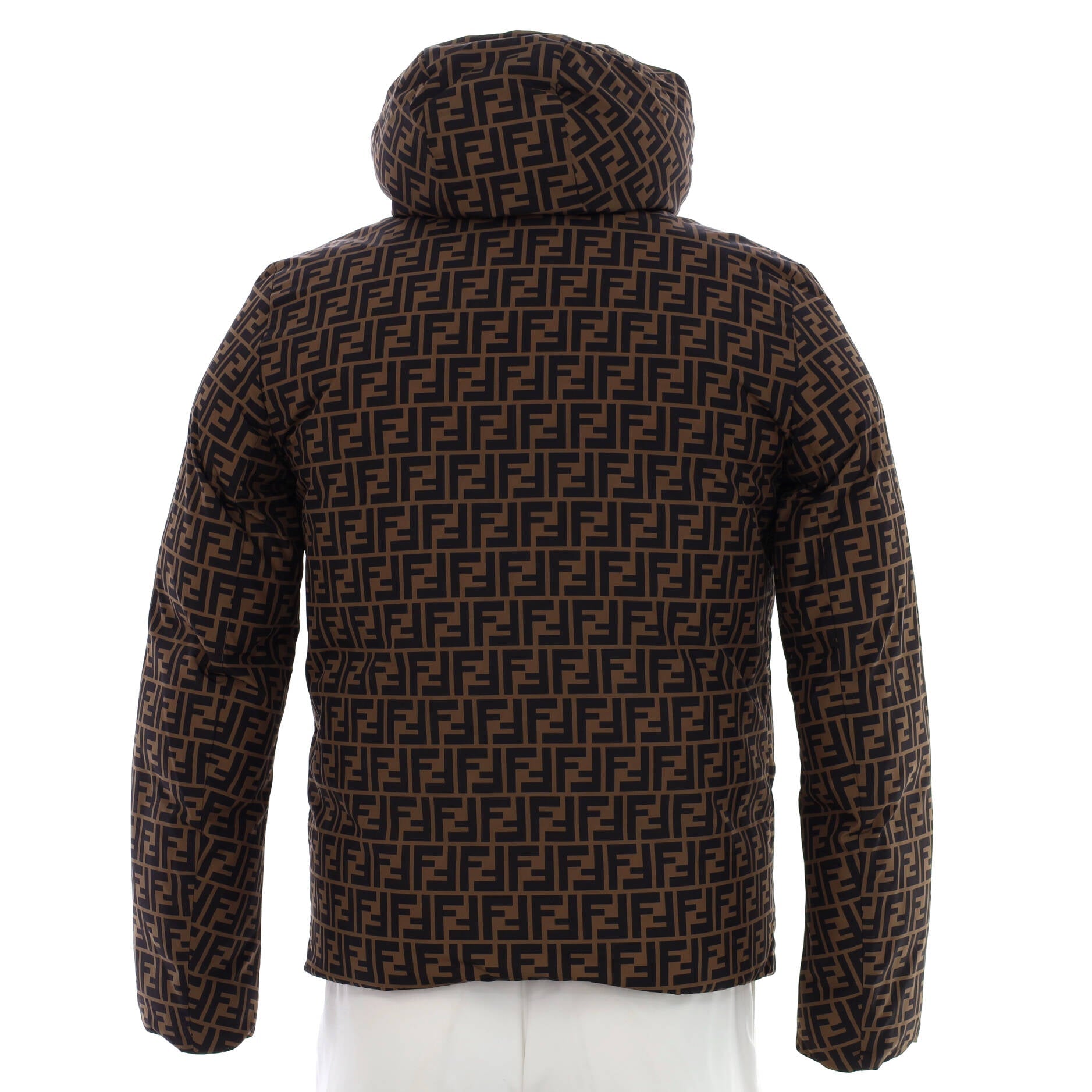 Men's Reversible Puffer Jacket Zucca and Pequin Polyester with Down