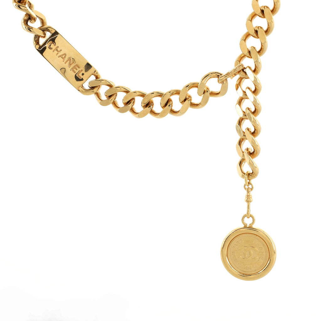 Vintage Medallion Logo Chain Belt Metal 90