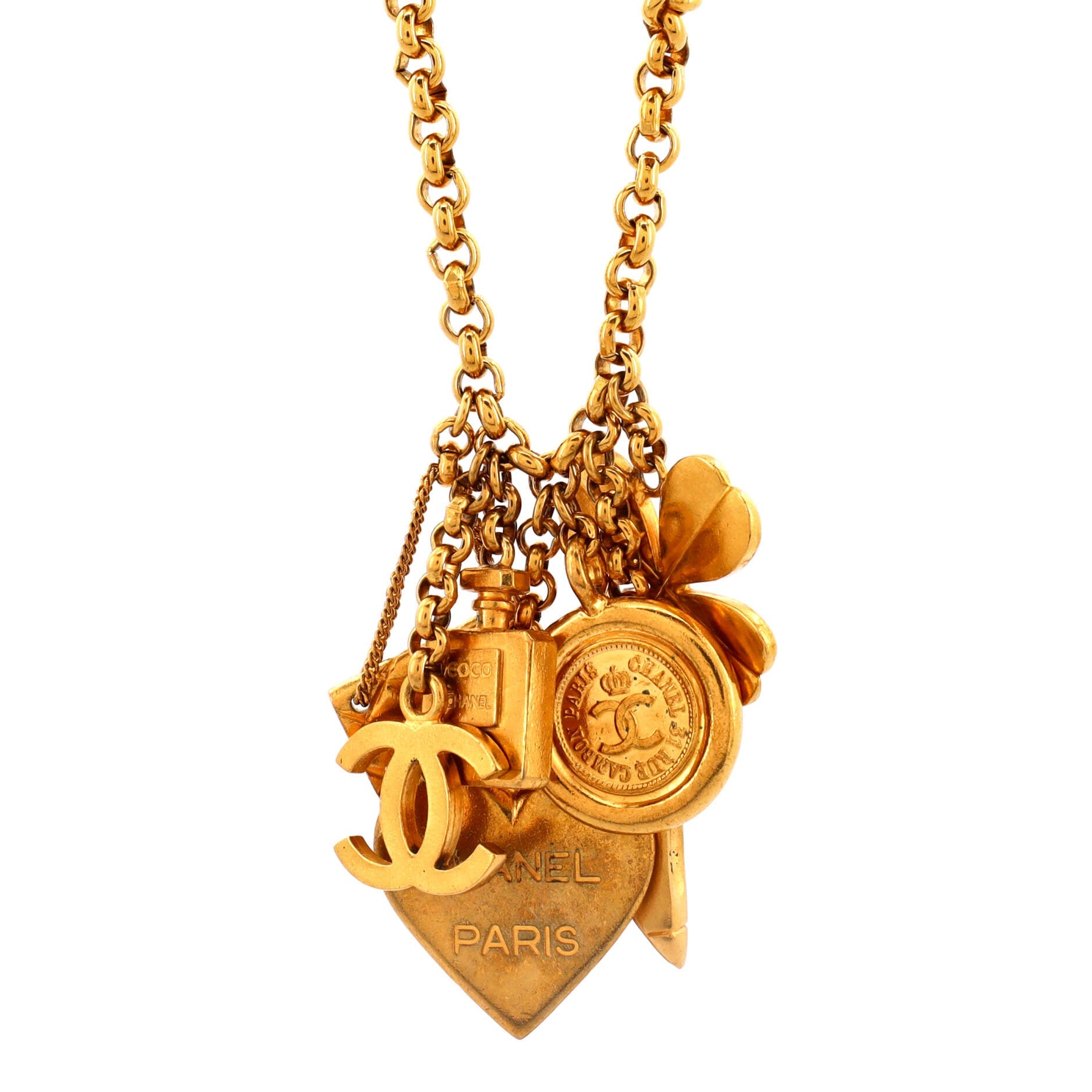 Vintage CC Charms Long Necklace Metal