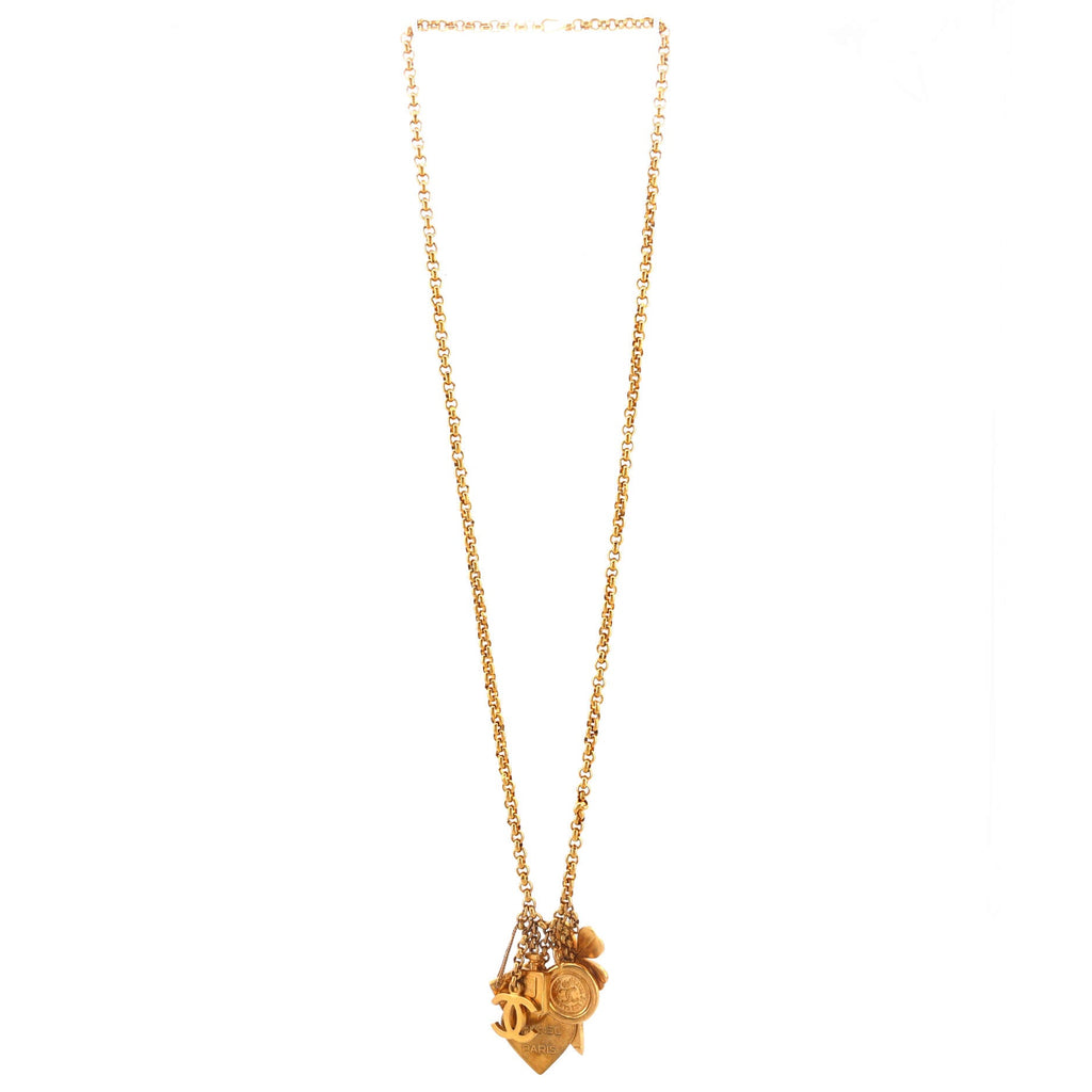 Vintage CC Charms Long Necklace Metal