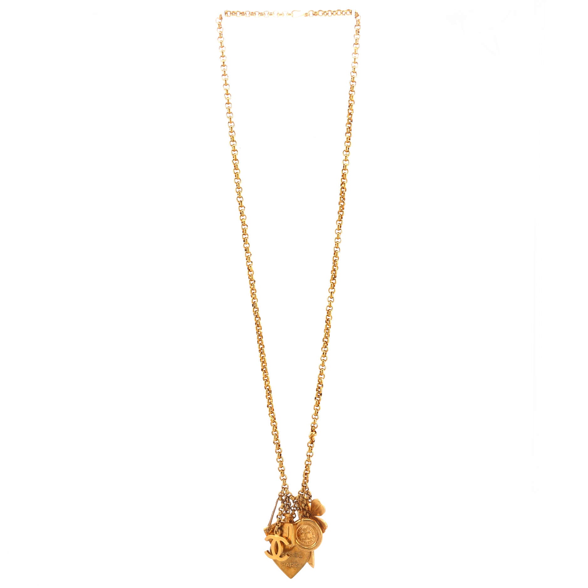 Vintage CC Charms Long Necklace Metal