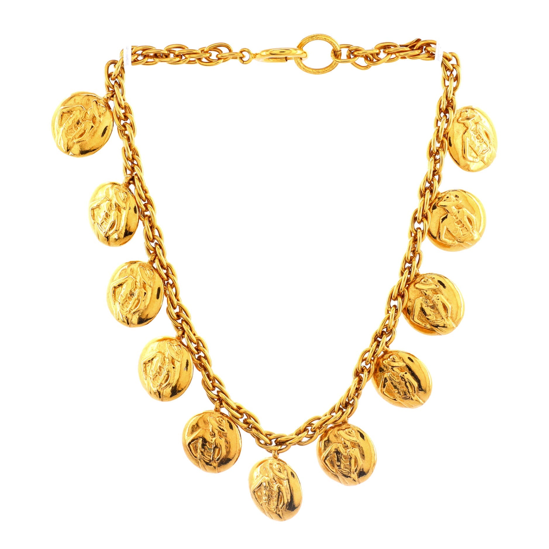 Multi-Medallion Charm Chain Necklace Metal