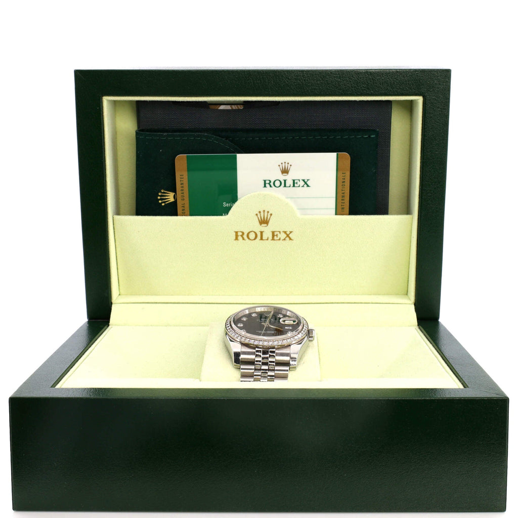 Oyster Perpetual Datejust Automatic Watch Stainless Steel and White Gold with Diamond Bezel and Markers 36