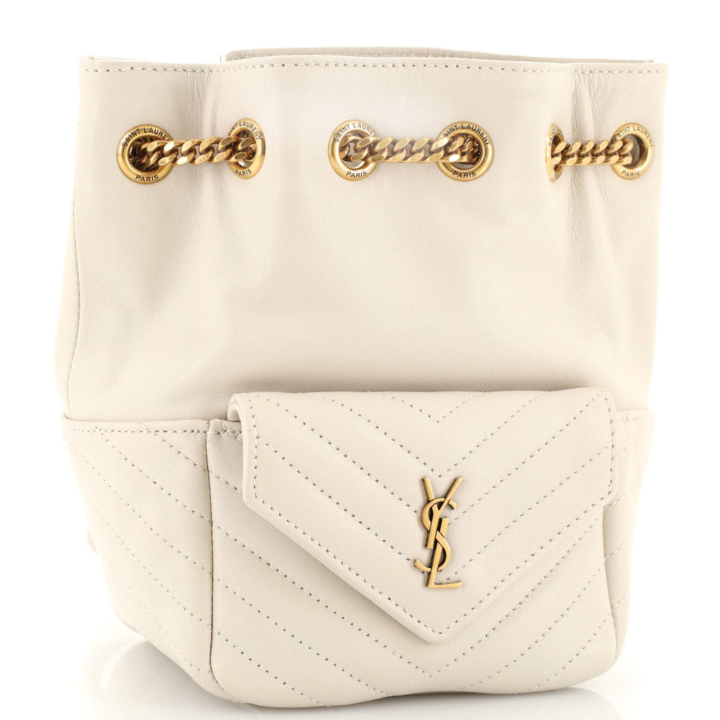 Joe Chain Bucket Bag Matelasse Chevron Leather Mini