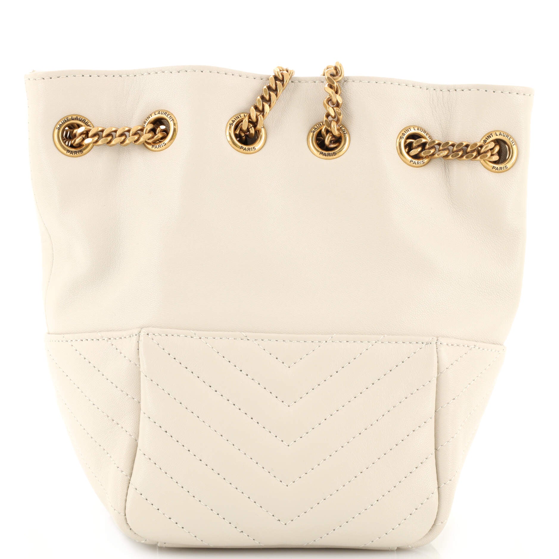 Joe Chain Bucket Bag Matelasse Chevron Leather Mini
