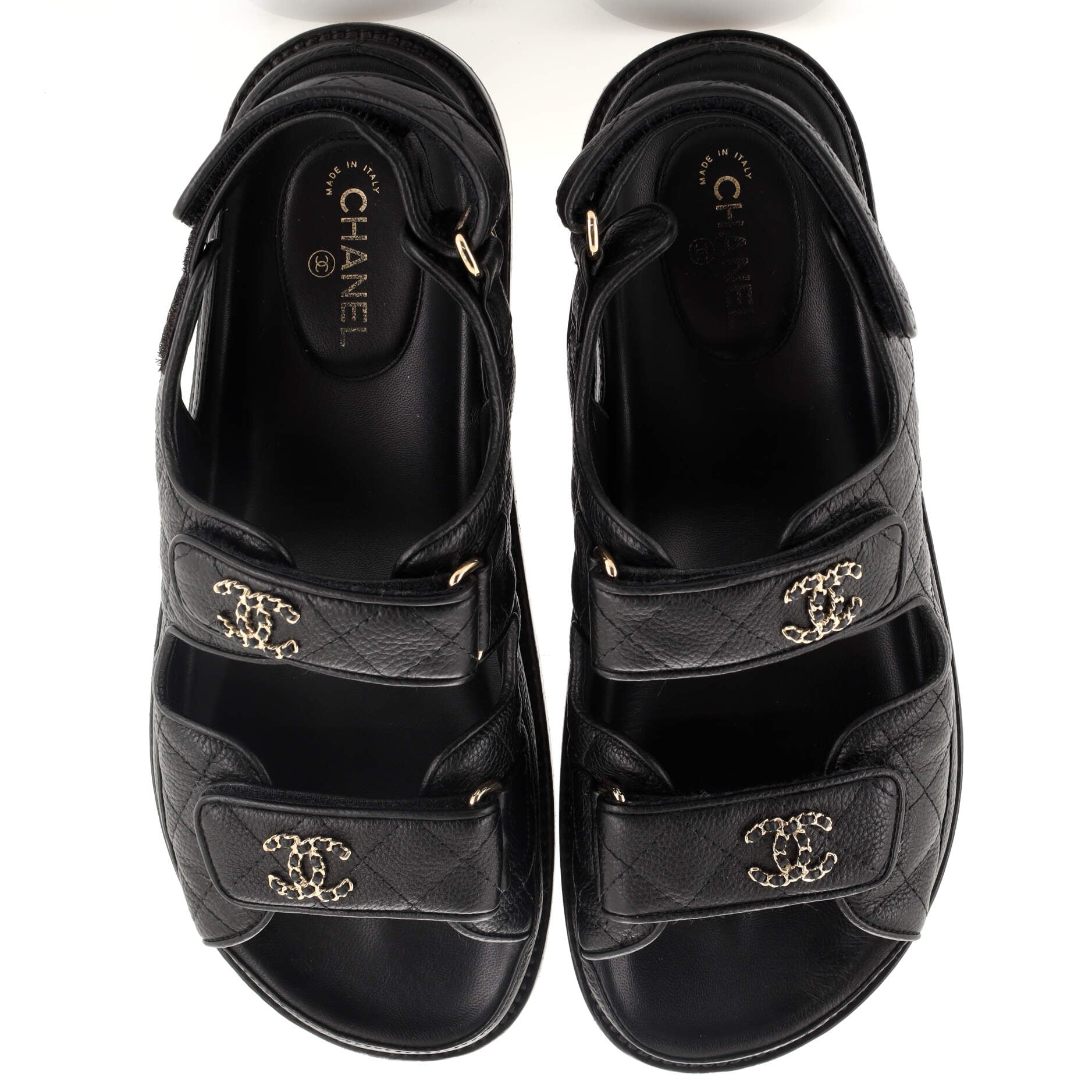 Women's Velcro Dad Sandals Quilted Leather