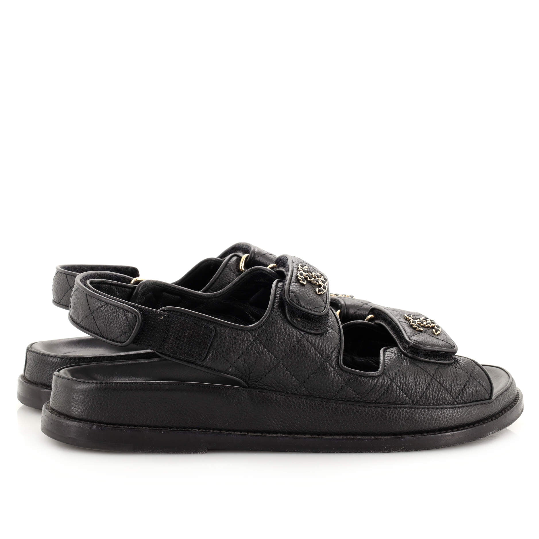 Women's Velcro Dad Sandals Quilted Leather