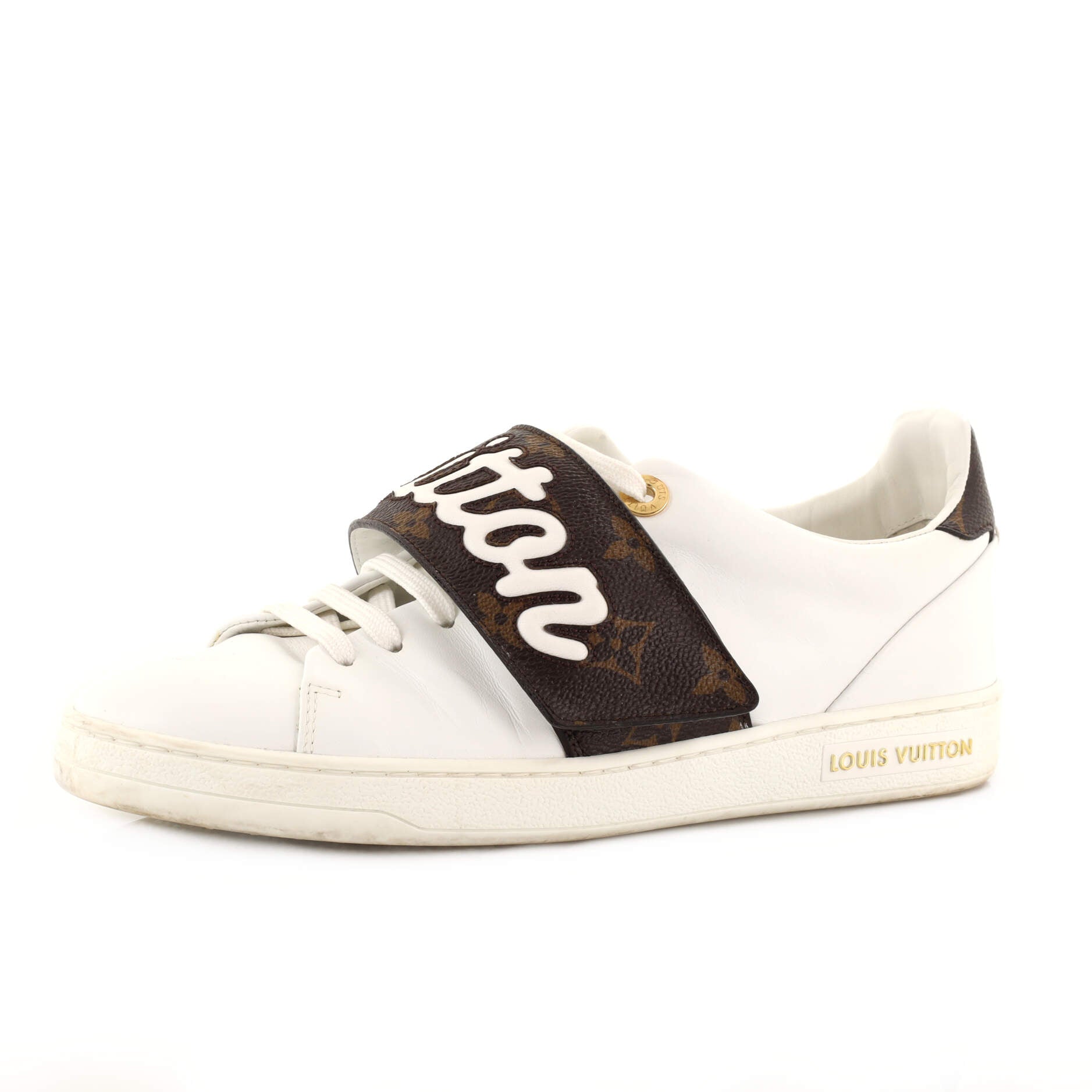 Women's FrontRow Velcro Sneakers Leather with Monogram Canvas