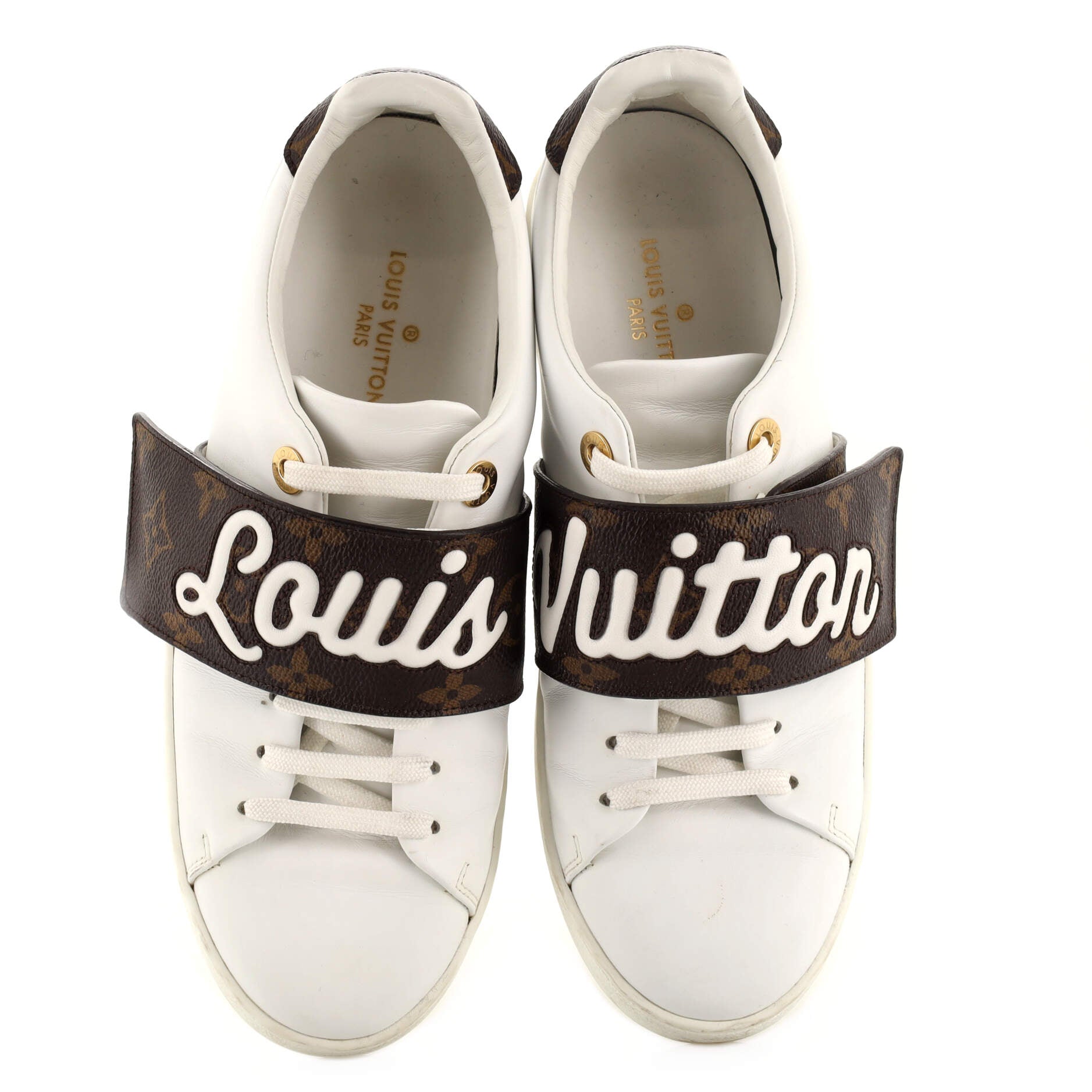 Women's FrontRow Velcro Sneakers Leather with Monogram Canvas