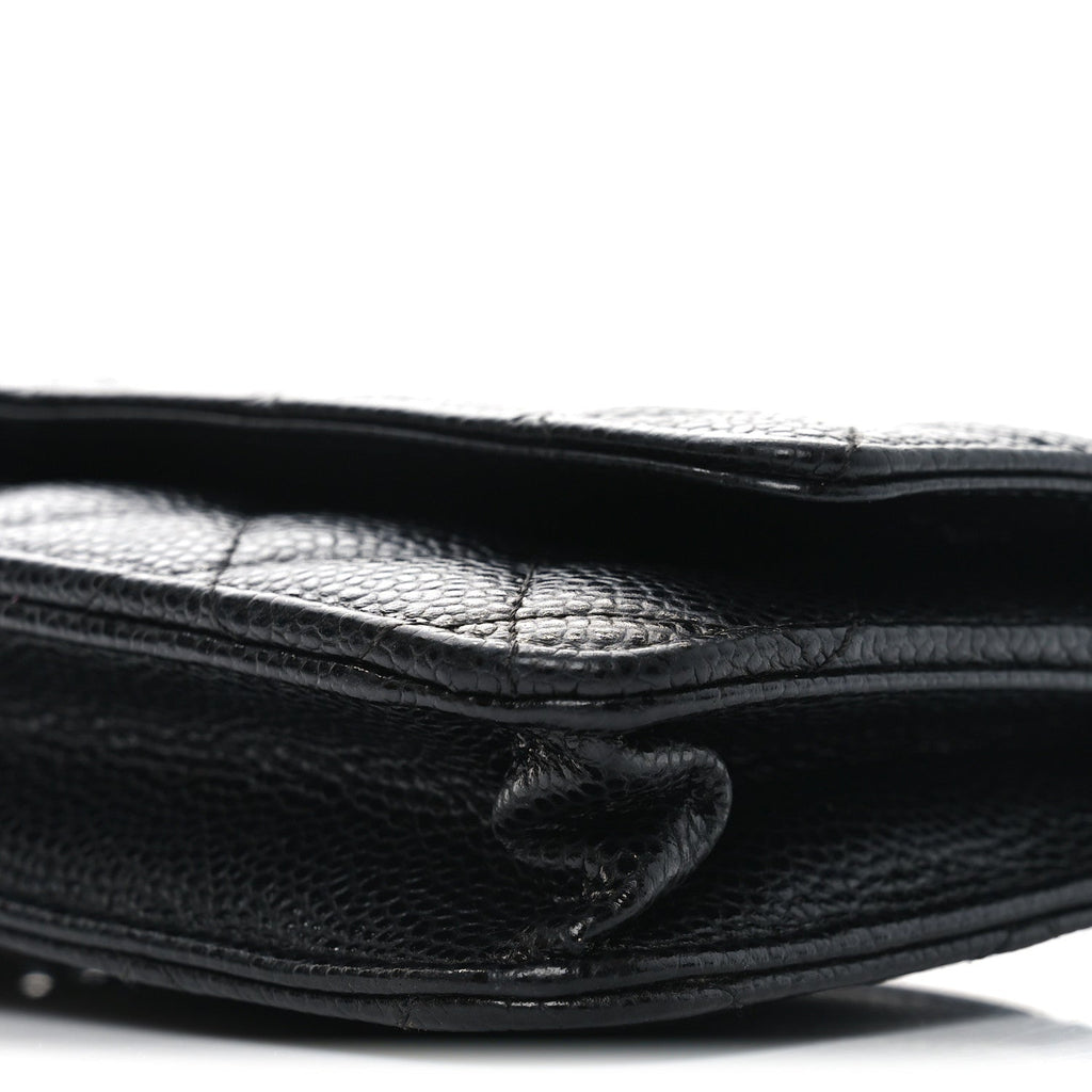 Caviar Quilted Wallet on Chain WOC Black