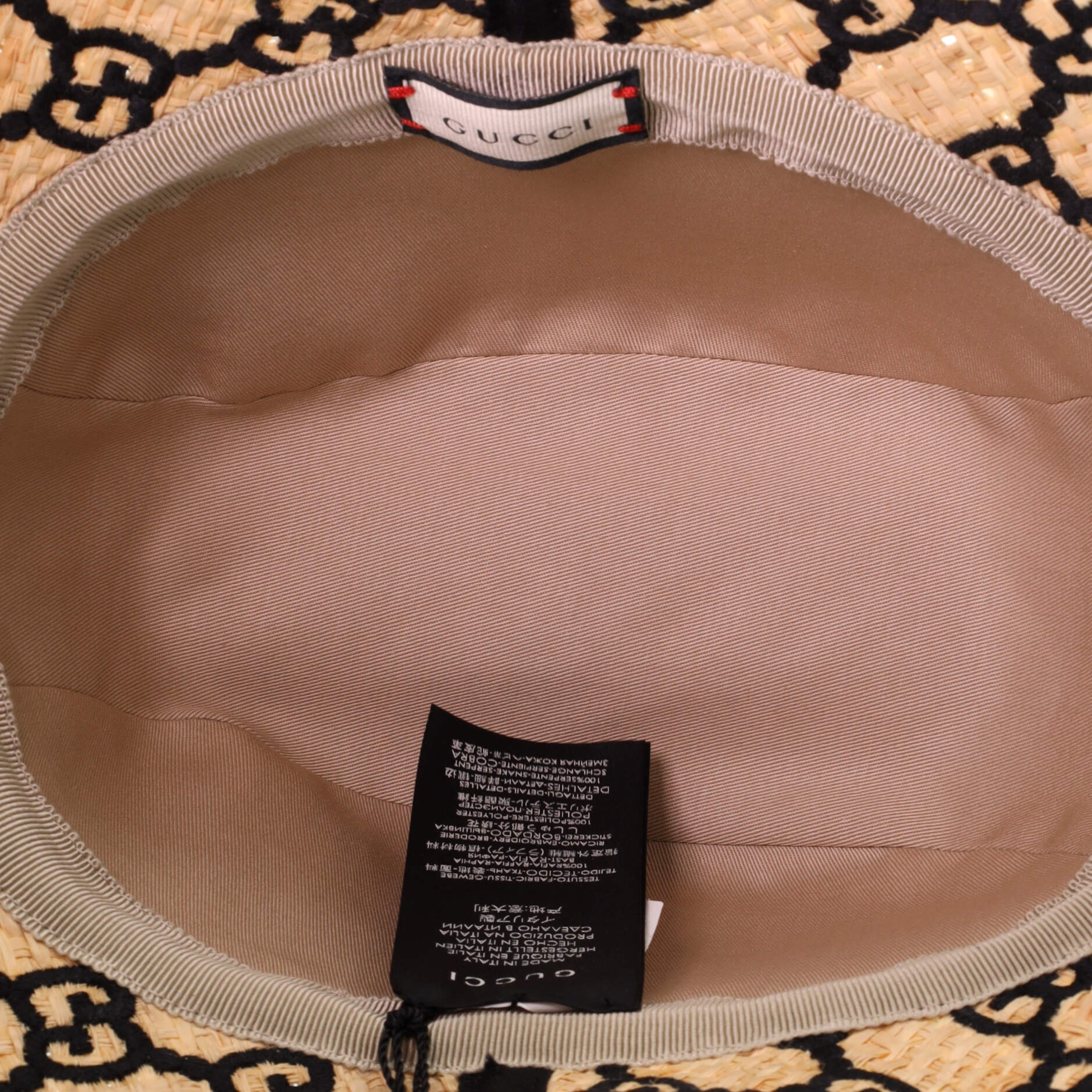 Bucket Hat Woven Raffia with Snakeskin Detail
