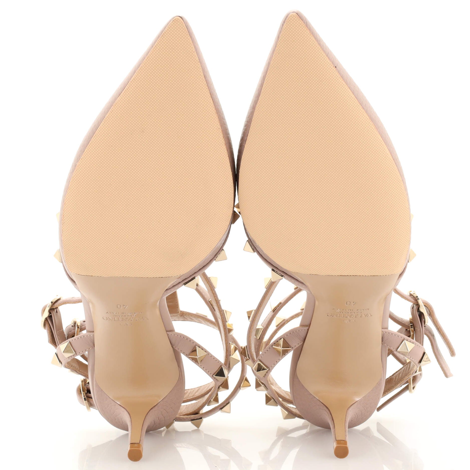 Women's Rockstud Caged Ankle Strap Pumps Leather 100
